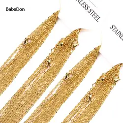 BabeDon Stainless Steel Chains Necklace Woman 10pcs/lot Bulk Wholesale DIY Rolo 2mm Chain No Fade Choker For Jewelry Making