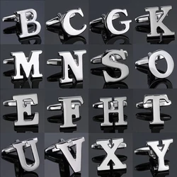 High quality initials for men's French shirt cufflinks classic letters cuffs buttons suit accessories English symbols jewelry