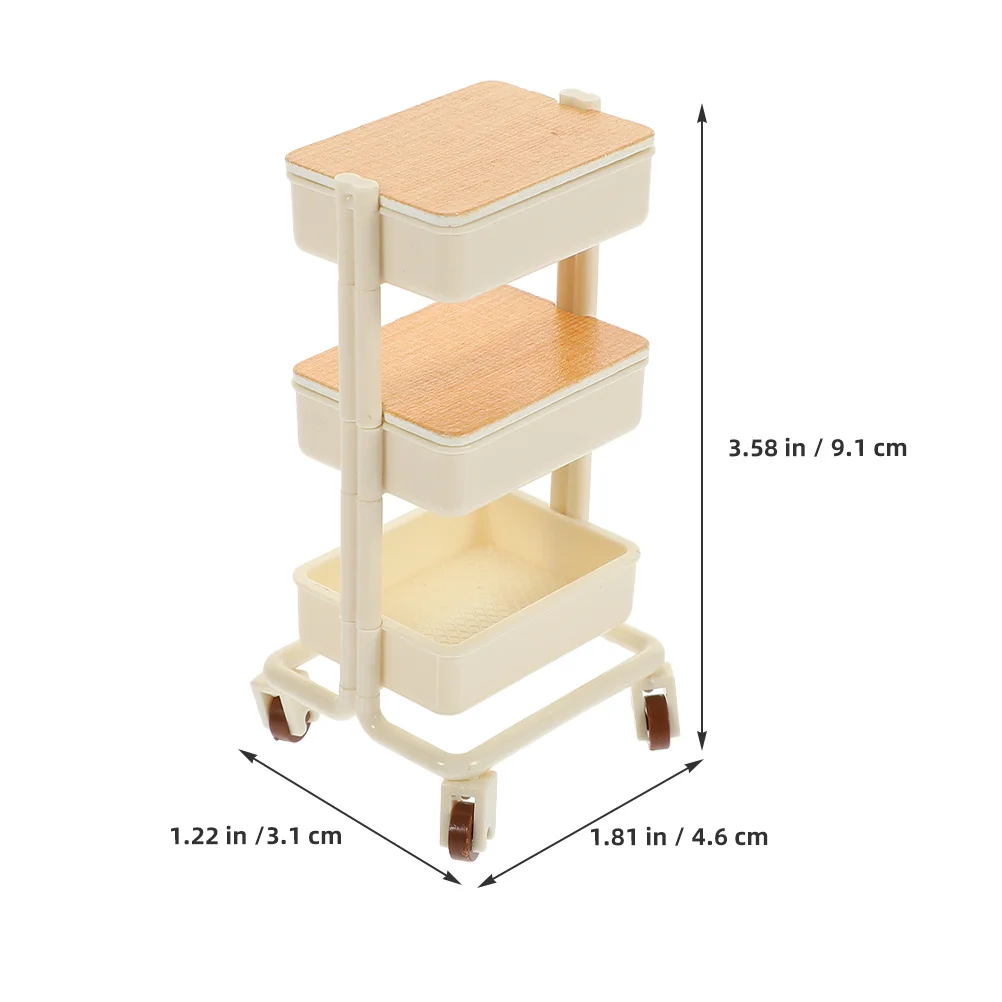 2 قطعة عربة مصغرة صغيرة 3-Layer المتداول عربة تخزين الرف للمنزل الأثاث المشهد الصغير اكسسوارات المطبخ الطعام #5