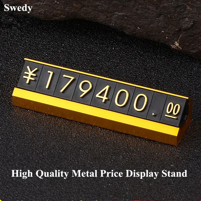 Metal Base Convex Digital Plastic Jewelry Watch Price Tags Display Numbers Pricing Cubes Sign Holder Stand