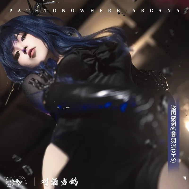 لعبة عكس: أزياء أركانا التأثيرية لعام 1999 فستان أسود مثير زي حفلات الرسوم المتحركة للنساء ملابس لعب الأدوار في الهالوين