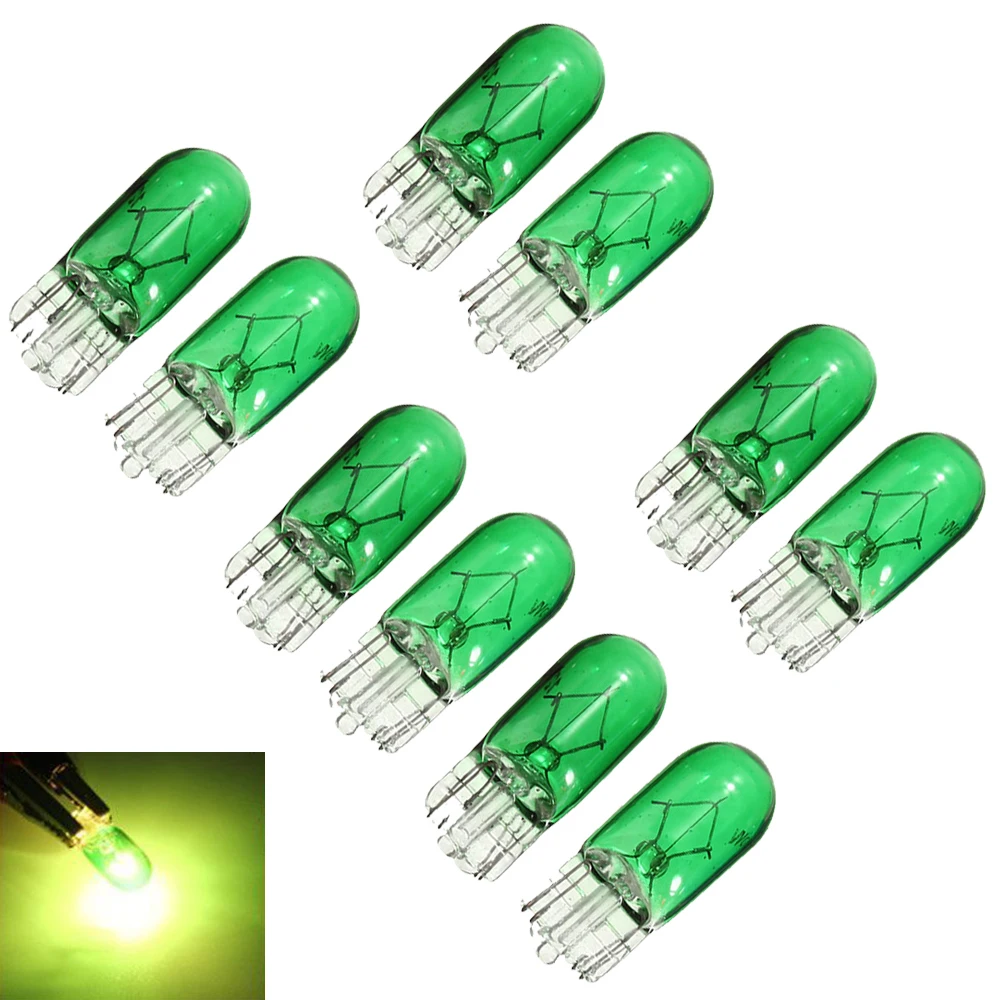 10pcs Car T10 Halogen 3W 194 158 Wedges 12V Car Instrument Reading Lights Car Panel Decorative Lights Auto Lamp Accessories