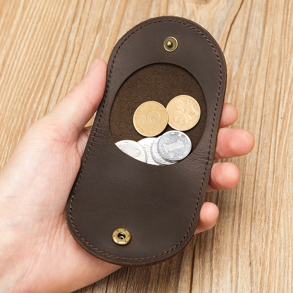 Genuine Leather Coin Purse, Vintage Slim Wallet, Mini Top Layer Cowhide Wallet