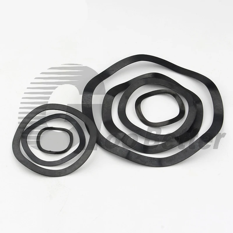 Black 65Mn Wave Washers Round Elastic Wave Gasket Three Wave Crest M3 M4 M5 M6 M8 M10 M12 M14 M16 M19 M21 to M118