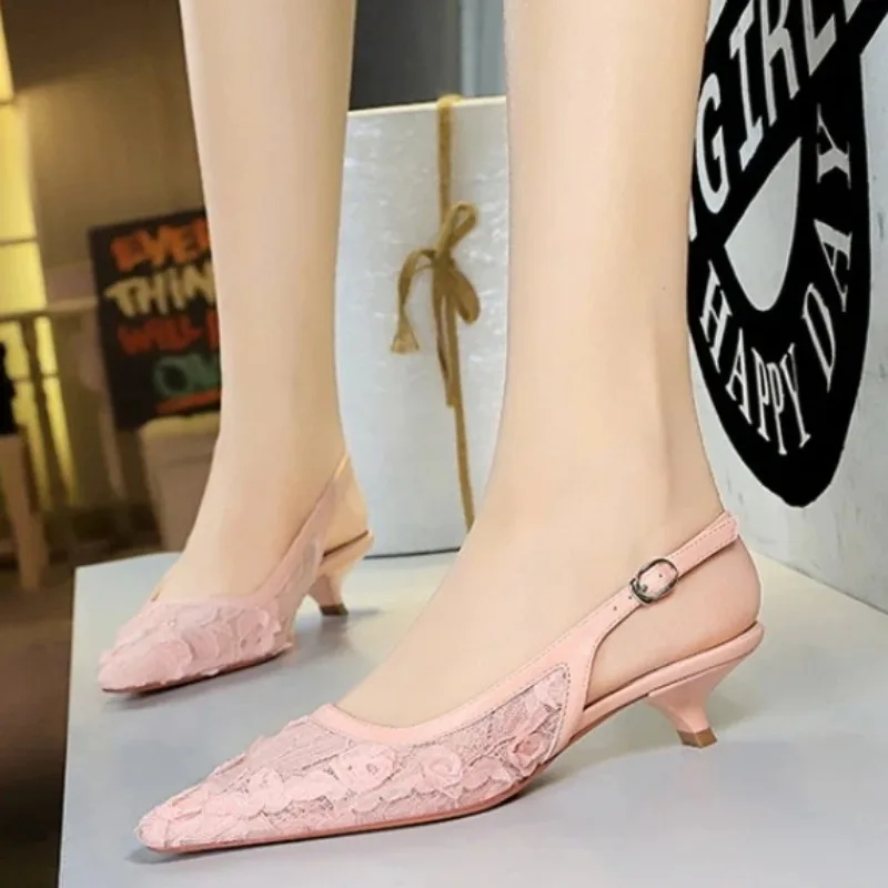 

Summer New Womens Shoes Fashion Lace Square Head High Heeled Sandals for Woman Elegant Casual Shoes Designer Shoes Zapatos Mujer