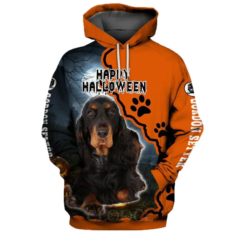 

HX Хэллоуин толстовки для собак 3D графика Happy Halloween карманная толстовка Gordon Setter толстовки с принтом повседневная мужская одежда