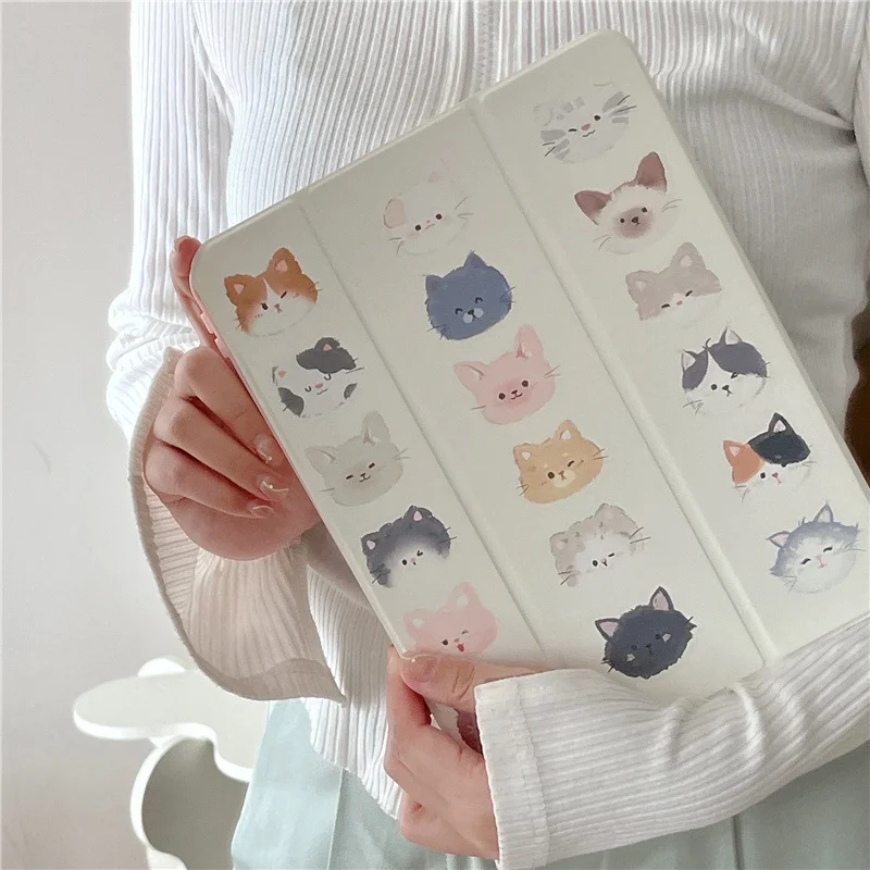 

Cartoon Cat Suitable for iPad Pro Magnetic 2022 10th Generation Acrylic Air4/5 Protective Case Tablet with Pen Slot 11-inch Case