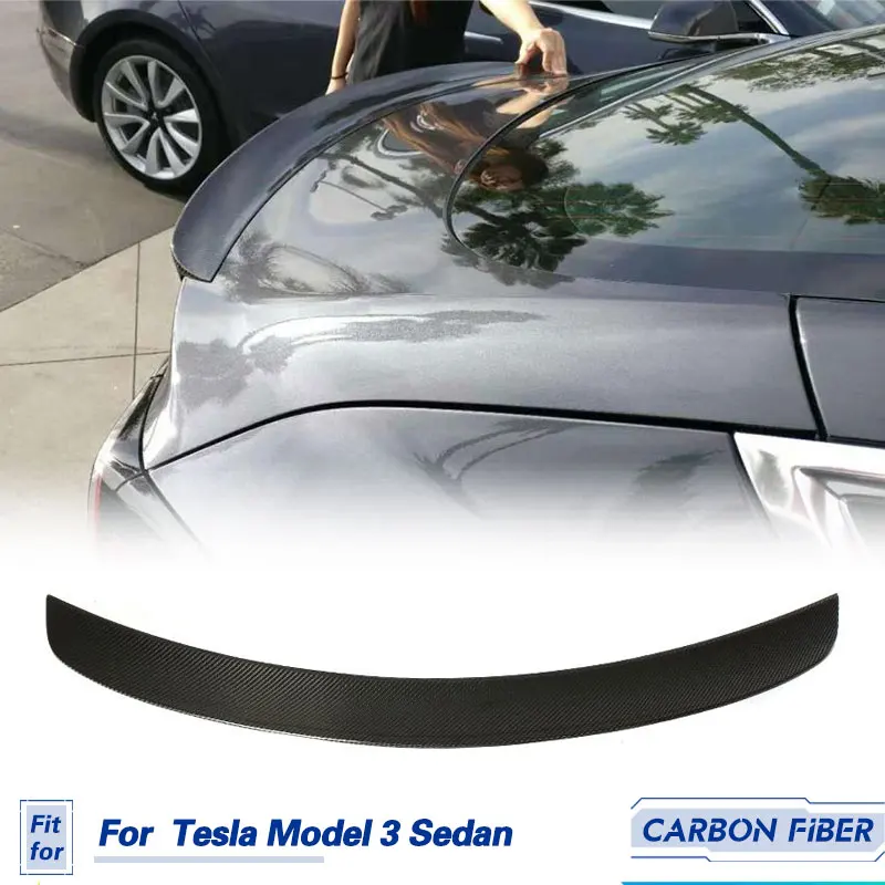 

Car Rear Trunk Spoiler Wings Carbon Fiber for Tesla Model 3 Base Long Range 4D 2017-2023 Racing Rear Spoiler Boot Lid Wing Lip