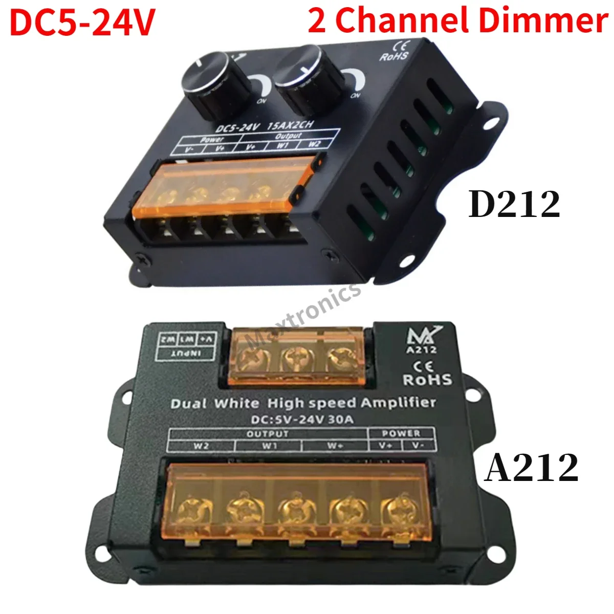 DC5-24V kontroler taśmy ledowej ściemniacz temperatury barwowej 30A 2CH podwójny biały wzmacniacz sygnału wysokiej prędkości dla taśma oświetlająca