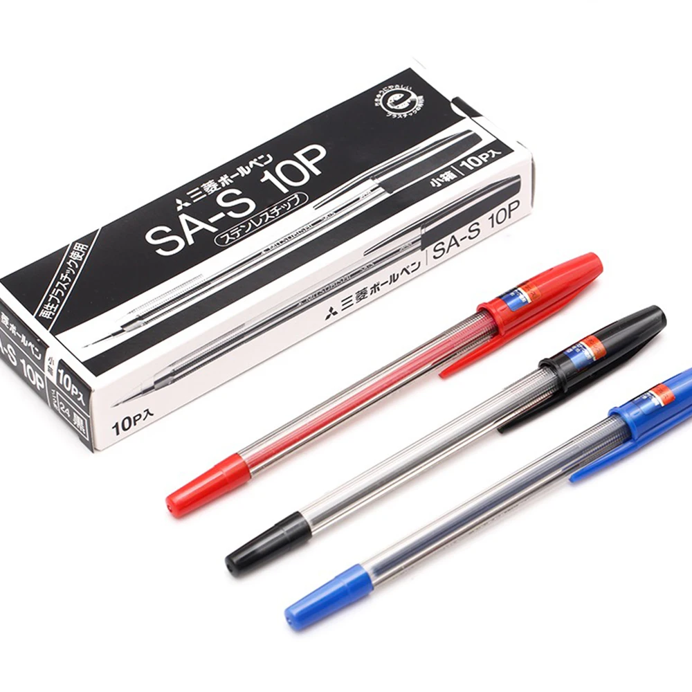 Imagem -06 - Japonês Uni Caneta Esferográfica Student Writing Smooth Oil Pen Sa-s Cabeça de Bala Papelaria Escola Preto Vermelho Azul 0.7 mm 10 Pcs