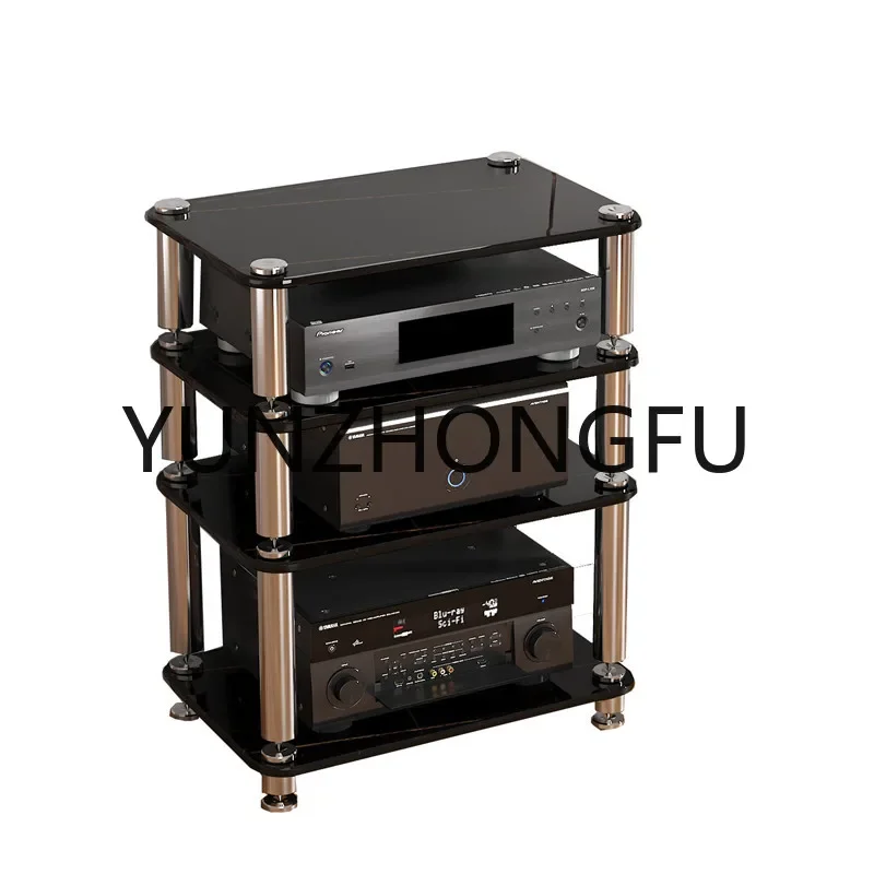 

KTV TV Cabinet Audio Cabinet Foot Nail Rack Power Amp Rack AV Equipmen DK-01 Tempered Glass Shock-Absorbing HIFI Amplifier