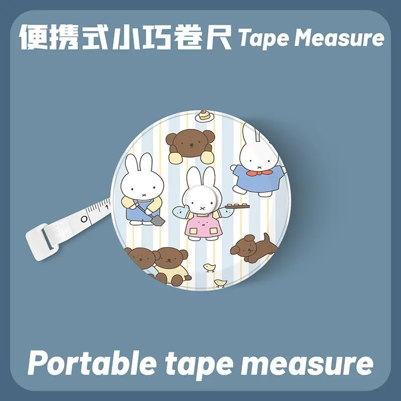 Miffy Cartoon Rabbit Pocket Tape Measure Cute Round Retractable Soft Measuring Ruler Mini Portable Sewing Body Measurement Tool