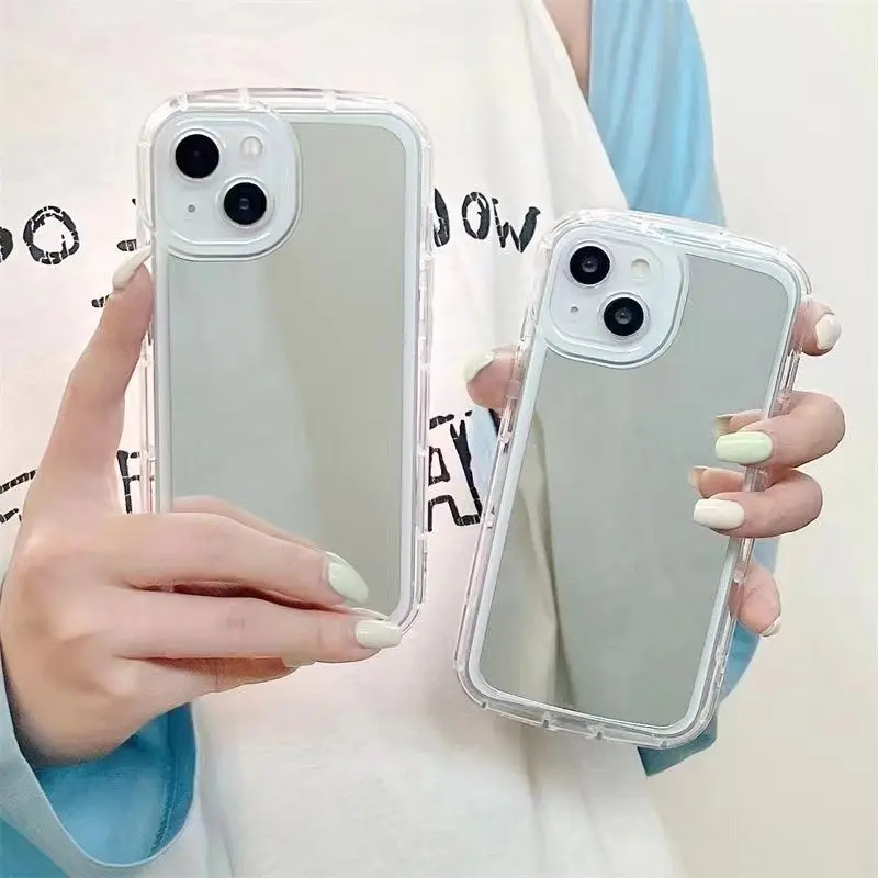 Luxury Transparent Mirror Phone Case for IPhone 16 15 14 13 12 11 XS Pro Max X XR 7 8 Plus Comes with Makeup Mirror Phone Case