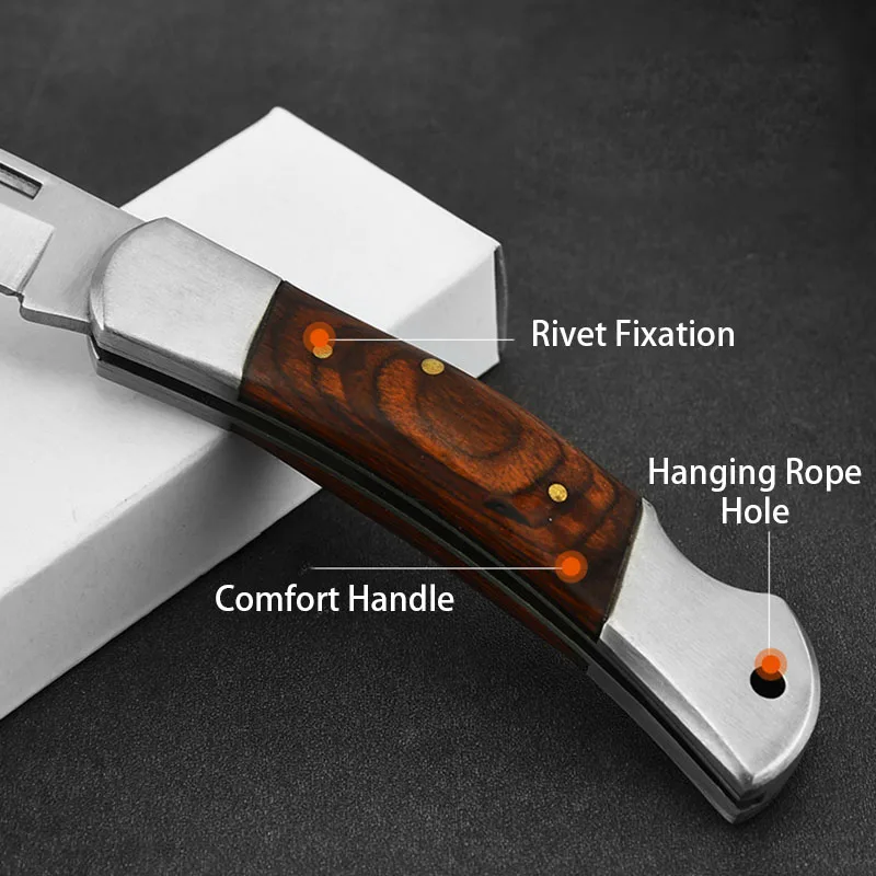 Wholdsale 3CR Stainless Steel Wooden Comfort Handle Portable EDC Pocket Folding Knife Outdoor Camping Survival Hand Tools