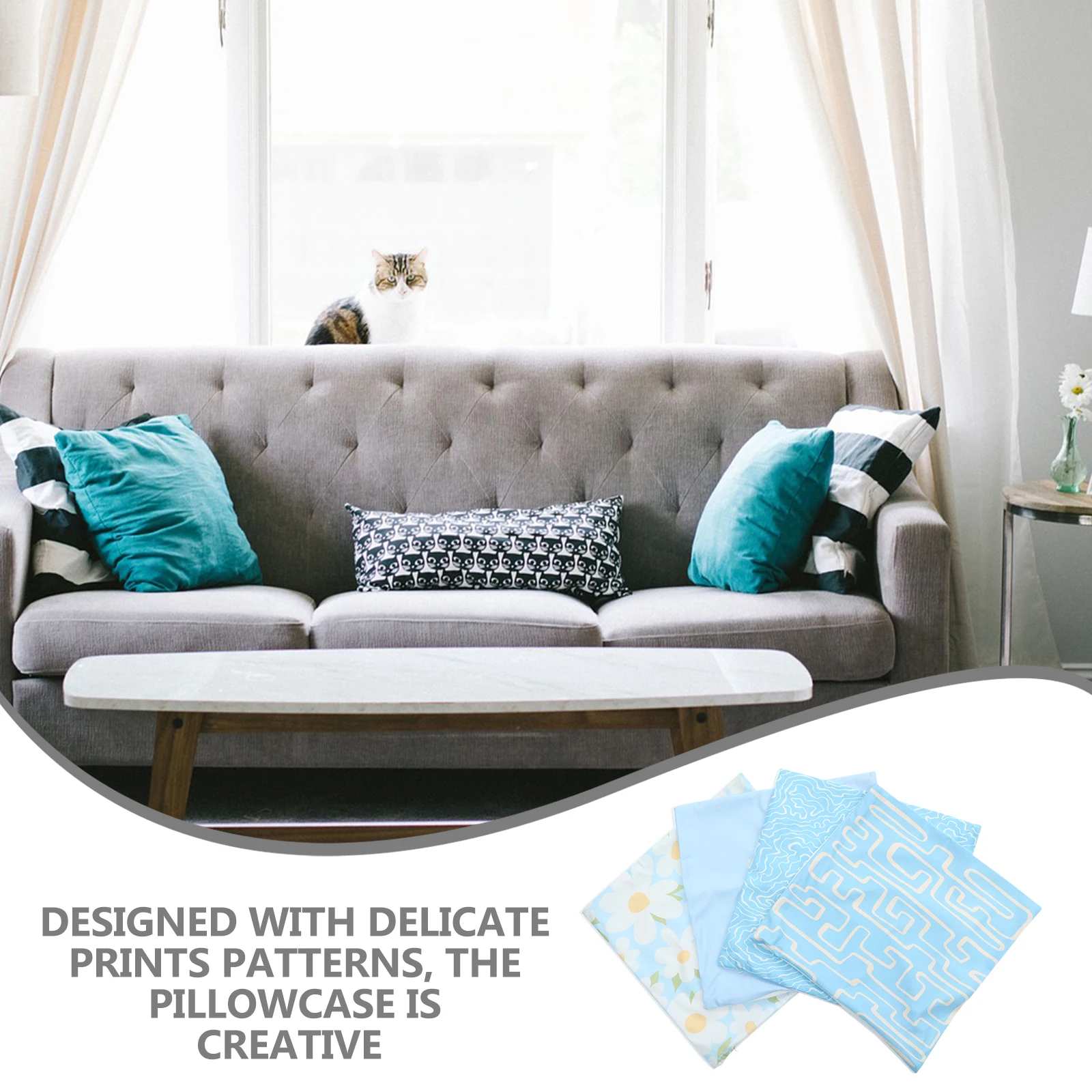

4pcs Throw Pillow Covers Comfortable Decorative Prints Pillowcases Sofa Bed Cushion Mini Table Washable Reusable Practical Home