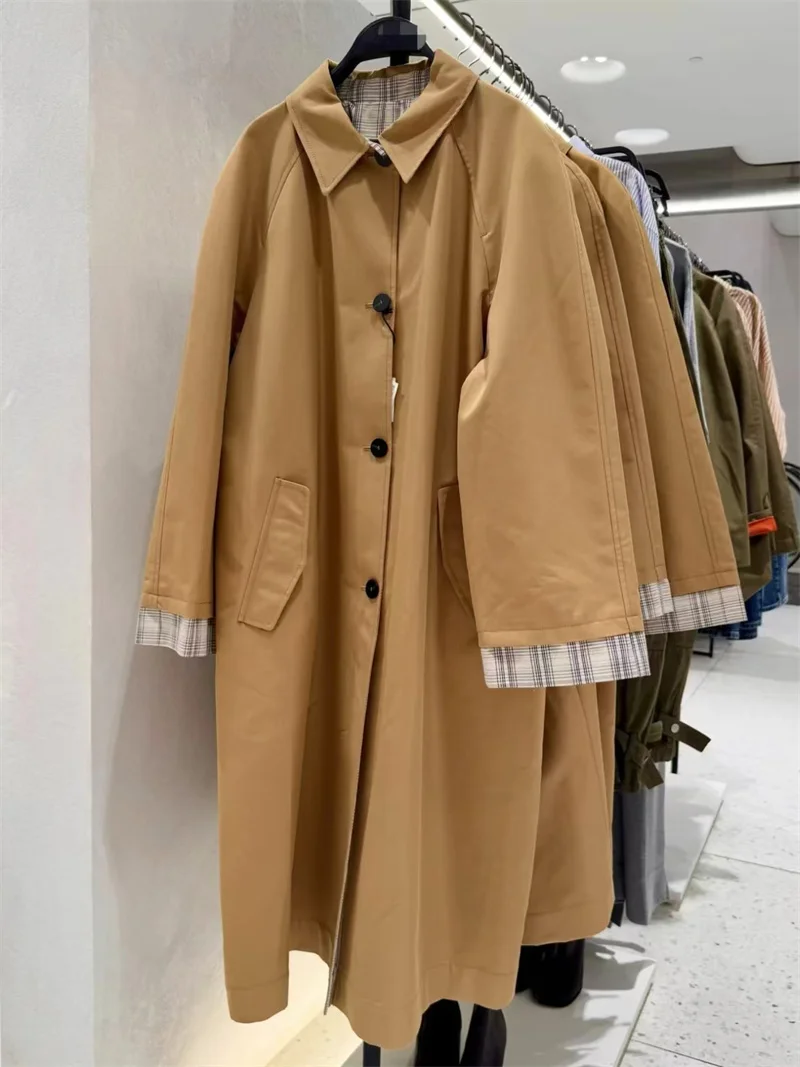 Guobioziy 2026 Fall/Winter New Women's Coat Double-Sided Wear Simple Loose Long British-Style Trench Coat Elegant and Graceful