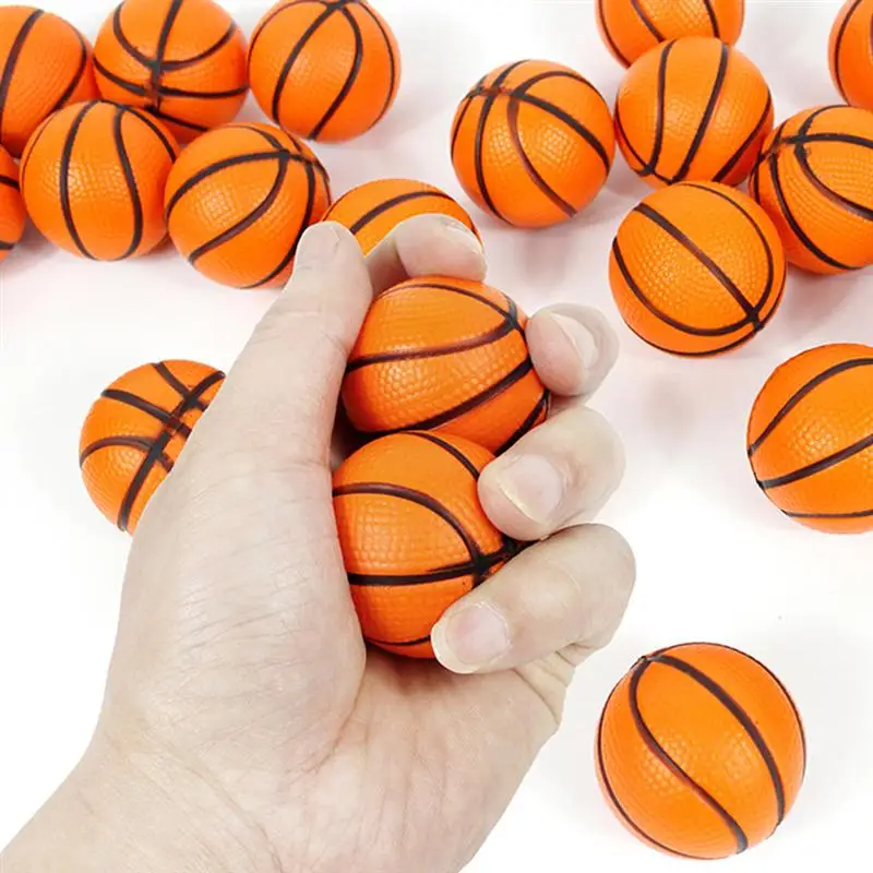 Mini pelota de baloncesto de PU suave para niños, juguetes antiestrés para aliviar el estrés, bolas de goma de espuma suave para apretar, juguetes