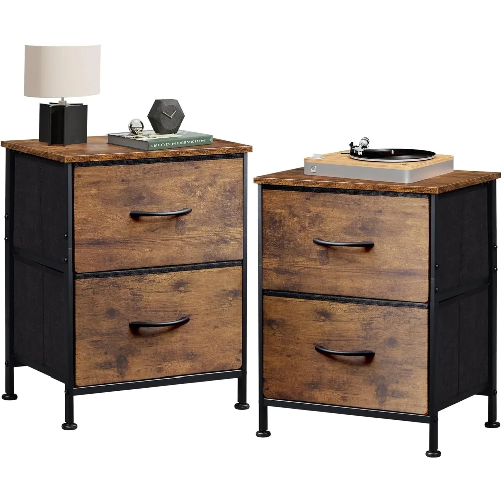 

Nightstand Set of 2, 2 Drawer Dresser for Bedroom, Small Dresser with 2 Drawers, Bedside Furniture, Night Stand, End Table for
