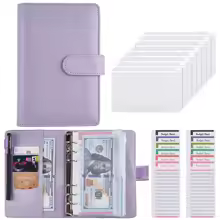 A6 PU Leather Budget Binder Notebook Cash Envelopes System Set