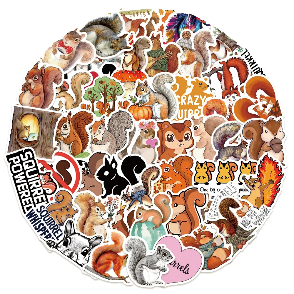 50Pcs Cute Squirrel Stickers DIY Stickers Scrapbooking Phone Luggage Skateboard Waterproof Graffiti Decals