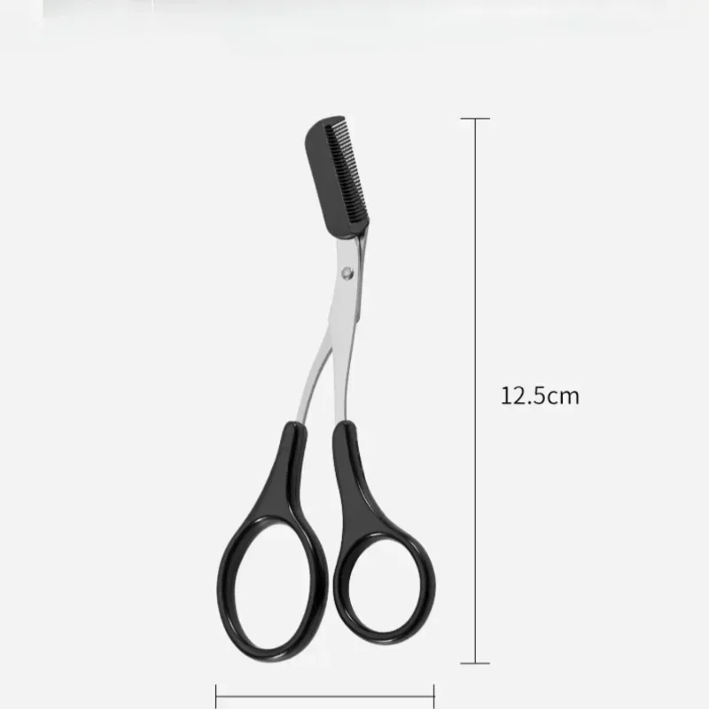 1Pc Veilige Wenkbrauw Trimmer Zwarte Wenkbrauw Schaar Met Kam Ontharing Scheerapparaat Wenkbrauwen Vormgeven Make-Up Tool Roestvrij Staal 2025