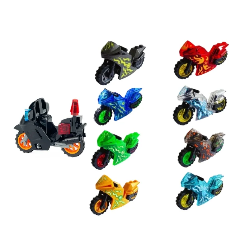 Children's Small Particle Building Block City Patrol Motorcycle Model DIY Motorcycle Team Set Puzzle Assembly Toy Holiday Gift