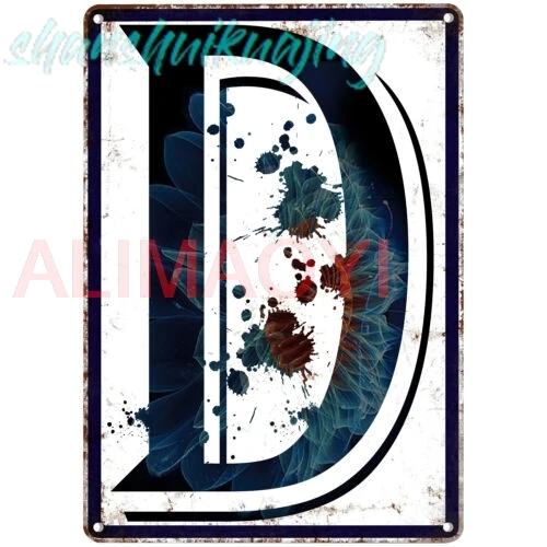 Vintage Tin Sign Letter D Metal Alphabet Sign Funny Man Cave Home Bar Decor 12x8 sign