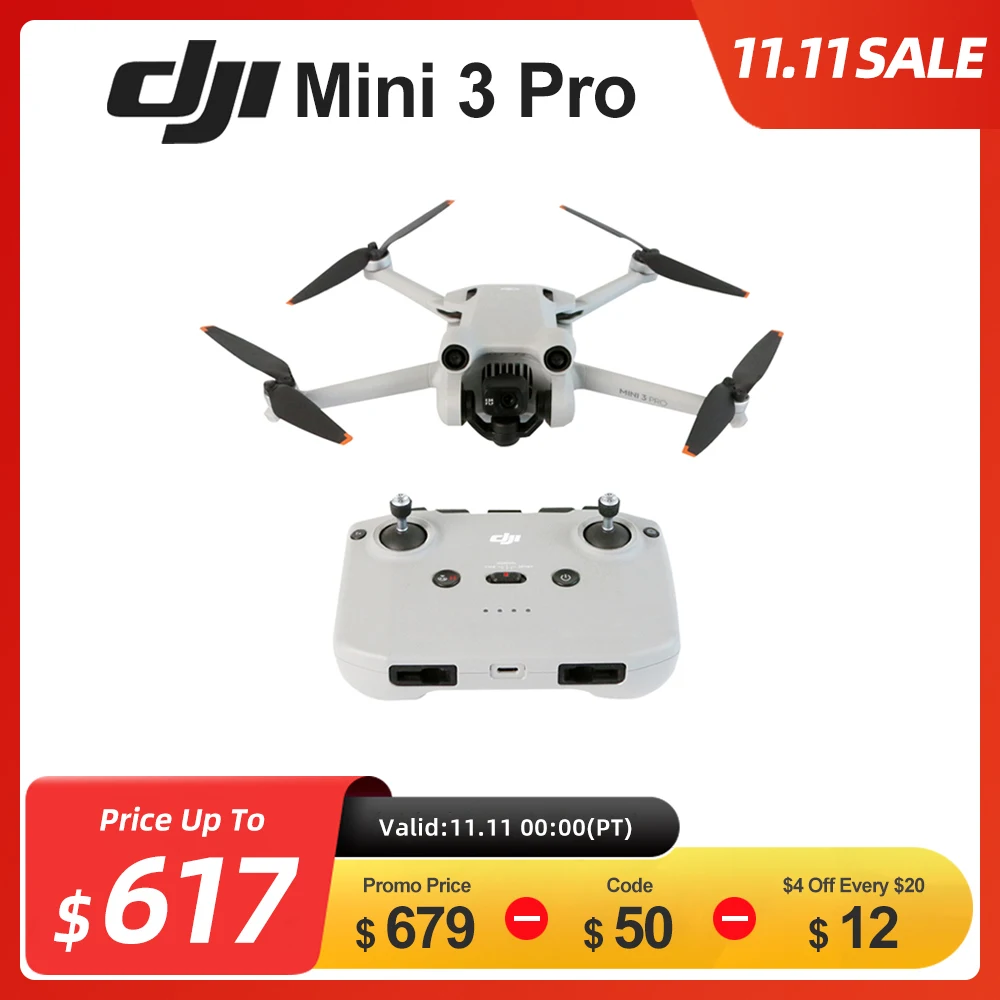 DJI Mini 3 Pro Drone 4K Professional GPS Quadcopter 60fps HD Video Photo 34min Max Flight Time Tri-Directional Obstacle Sensing