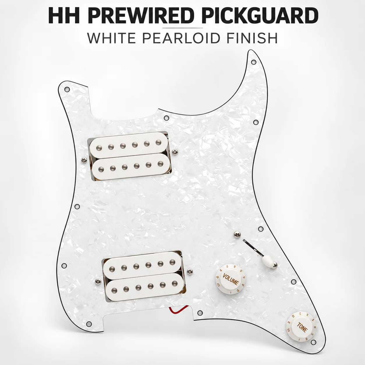 HH Prewired Pickguard Assembly for ST/SQ Style Electric Guitar Dual Humbucker 1V1T 3-Way Switch White Pearloid