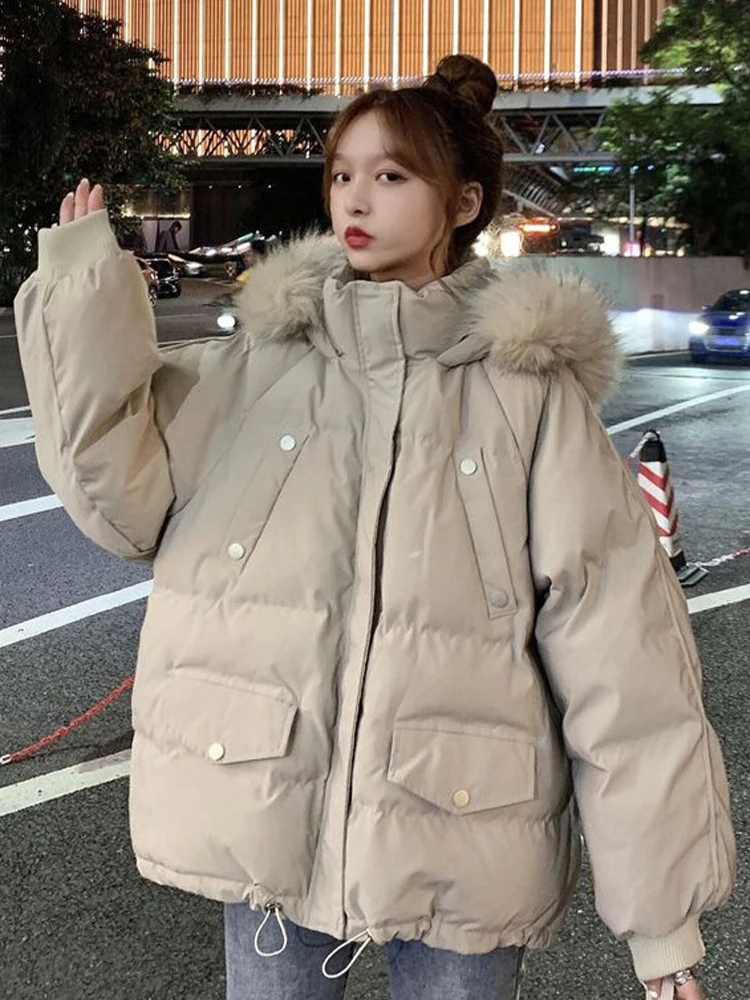 Winter Hooded Coat Women Oversized Warm Thick Parkas Female Korean Fashion Down Padding Jackets Casual Stand Collar Outerwear