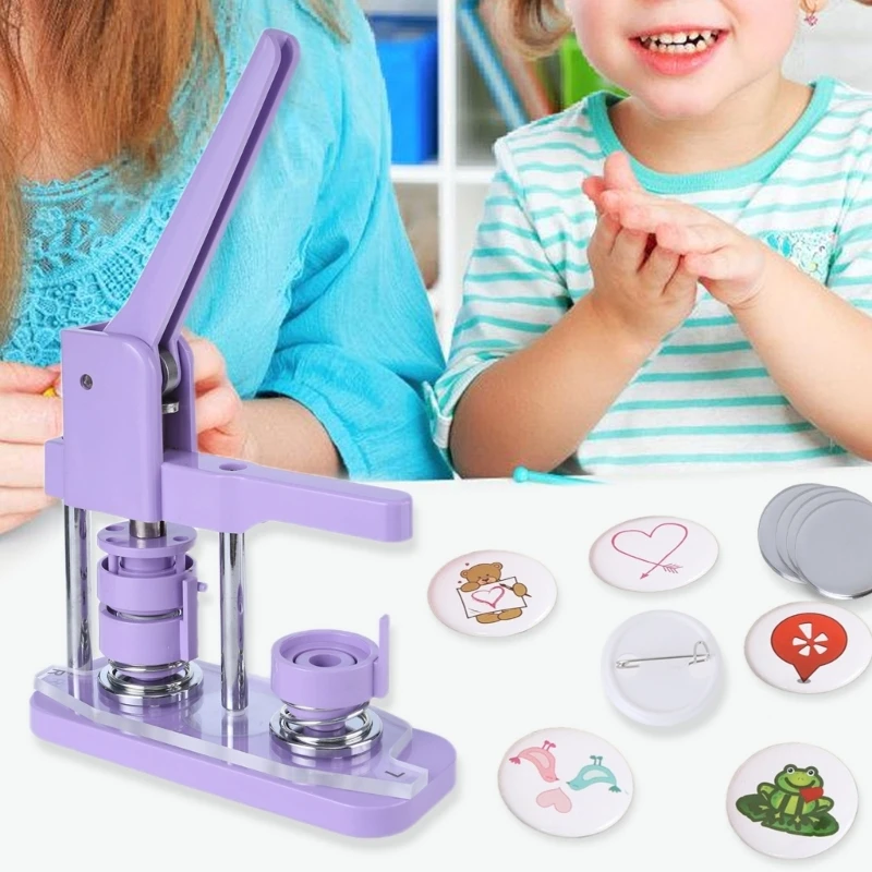 Creative Badge Press Machine Set Versatile Pinback Button Creator Pin Machine with Supplies and Accuracy Cutter