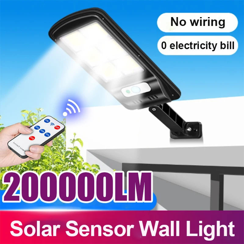 200000LM Solar Street Light Outdoors Solar Garden Lamp With Motion Sensor Waterproof External Solar Light For Balcony Yard Wall