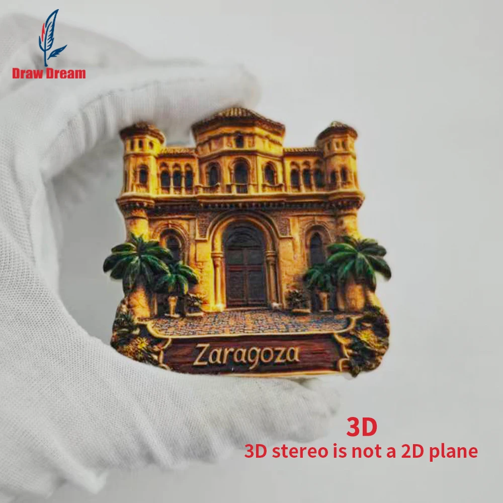 1Pc Zaragoza Fridge Magnet, World Travel Souvenir Collection, Suitable for Home and Office Decoration, Personalized Exclusive Travel Souvenir Magnetic Fridge Magnet, Home Decoration, Kitchen, Room, Office, Cabinet Crafts, Gifts, Holiday Souvenirs, Exquisite Small Gifts