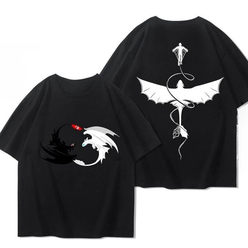 Miniso كيفية تدريب التنين الخاص بك بلا أسنان الصبي إيدي بيكاتشو حول قصيرة الأكمام الرجال والنساء الصيف القطن تي شيرت الاتجاه