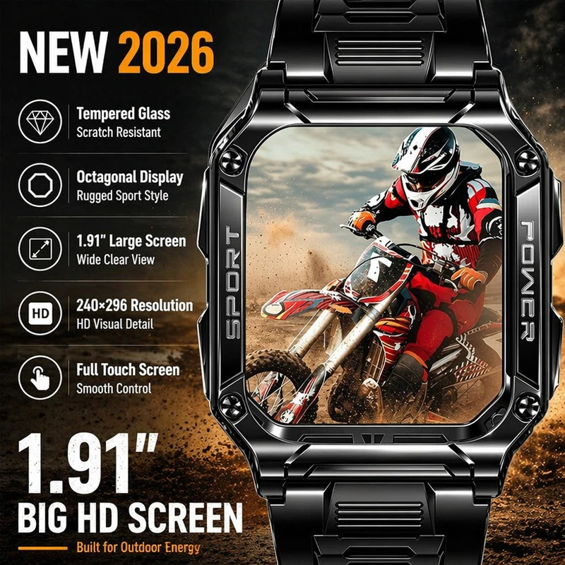 Health & Wellness Animal Hospital - 2026 Neue 1,95-Zoll Sport-Smartwatch mit Herzfrequenz-