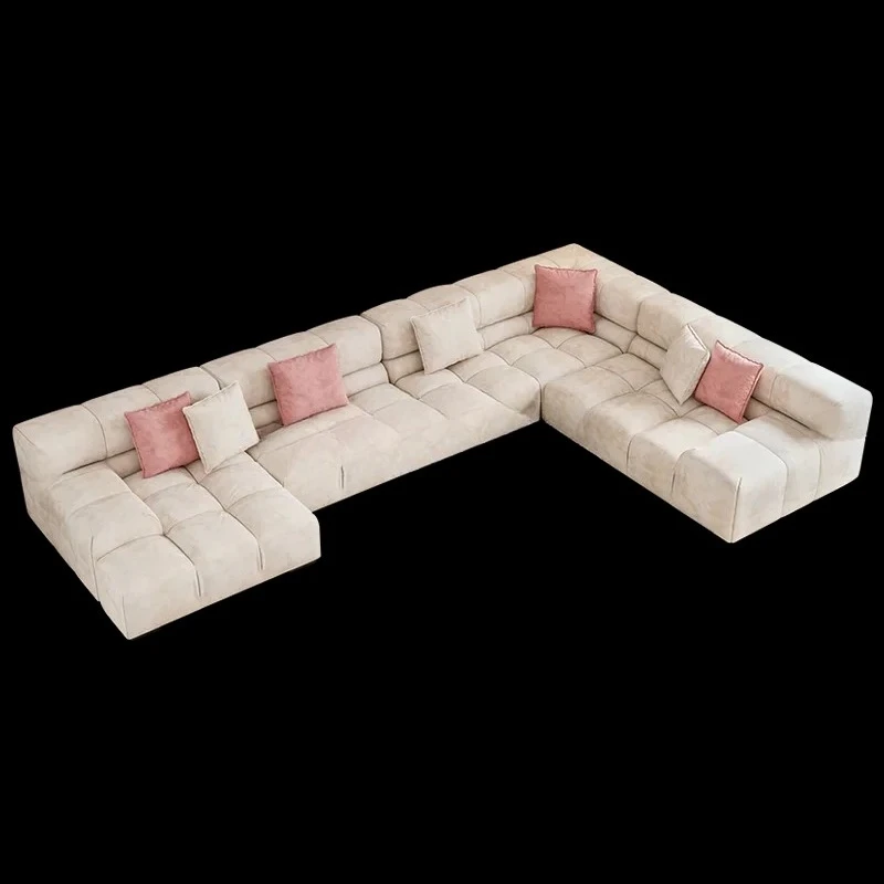 

A48 Furniture Fabric Sofa Light Luxury Italian Minimalist Large Flat Floor Living Room Simple French Style