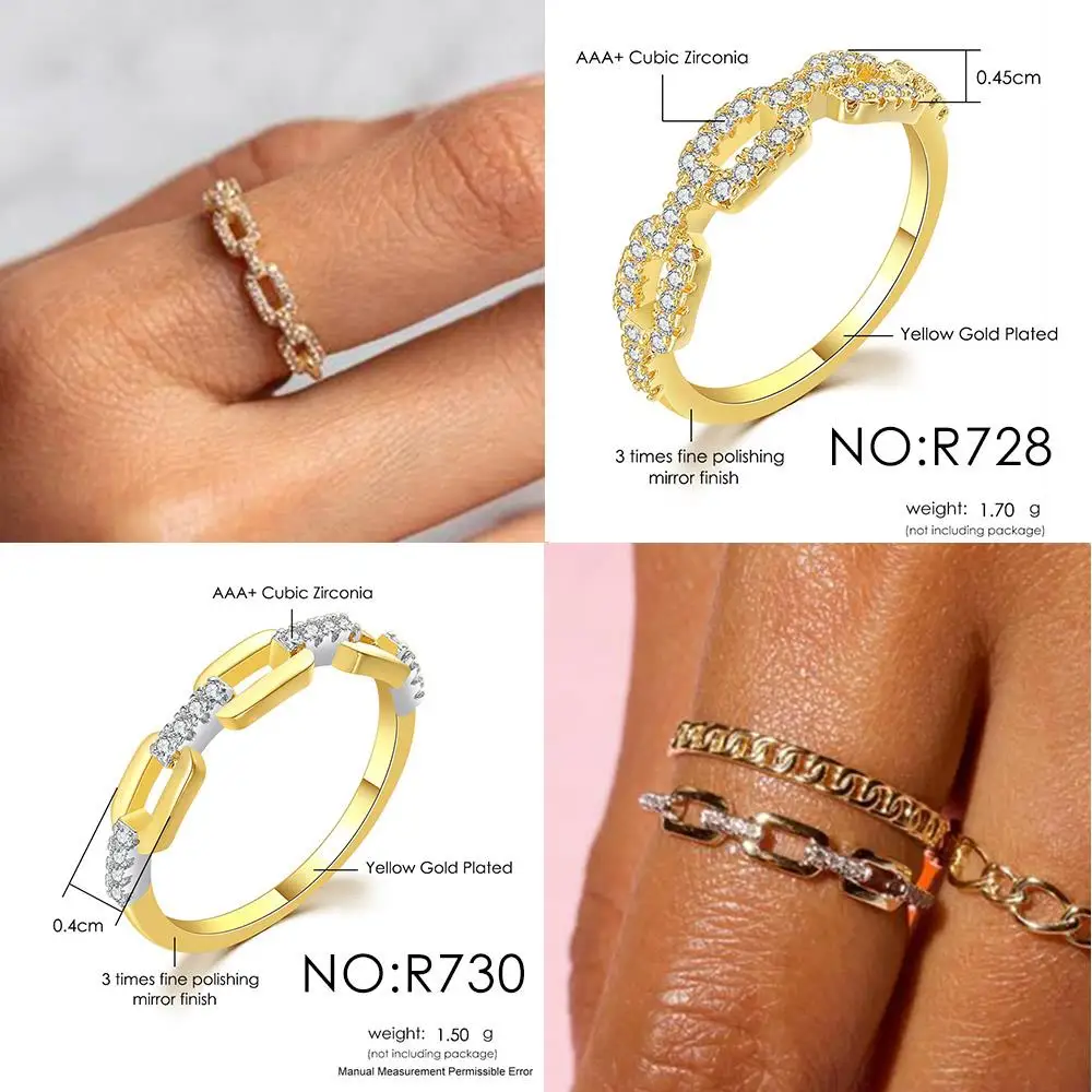 Dainty Minimalistischen Stacking Ring Für Frauen Trendy Zirkonia Gold Kristall Finger Zubehör für Weibliche Schmuck Geschenk R737 – Detail 12