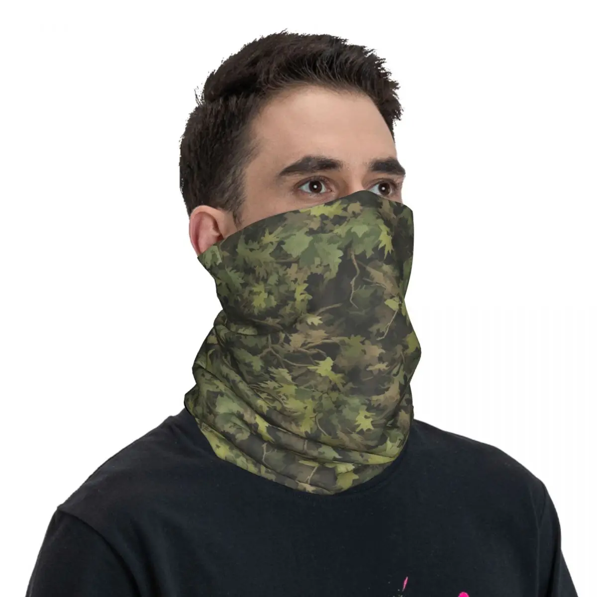 Camuflagem militar folhas bandana pescoço gaiter impresso envoltório cachecol multifuncional balaclava correndo unisex adulto toda a temporada