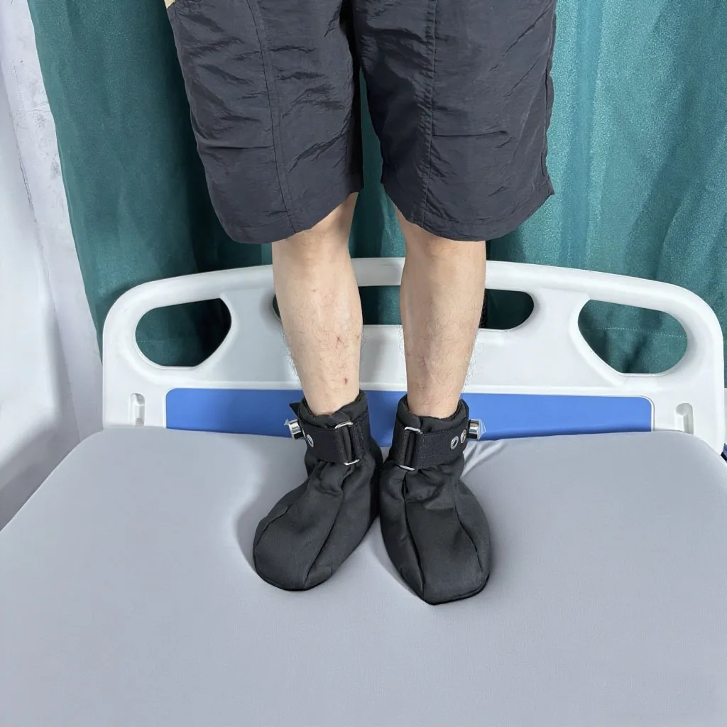 Psychiatric Patient Shoes Restraint Booties Self-harm Prevention Safety Shoes Agitated Patients Black Cotton Medical Footwear