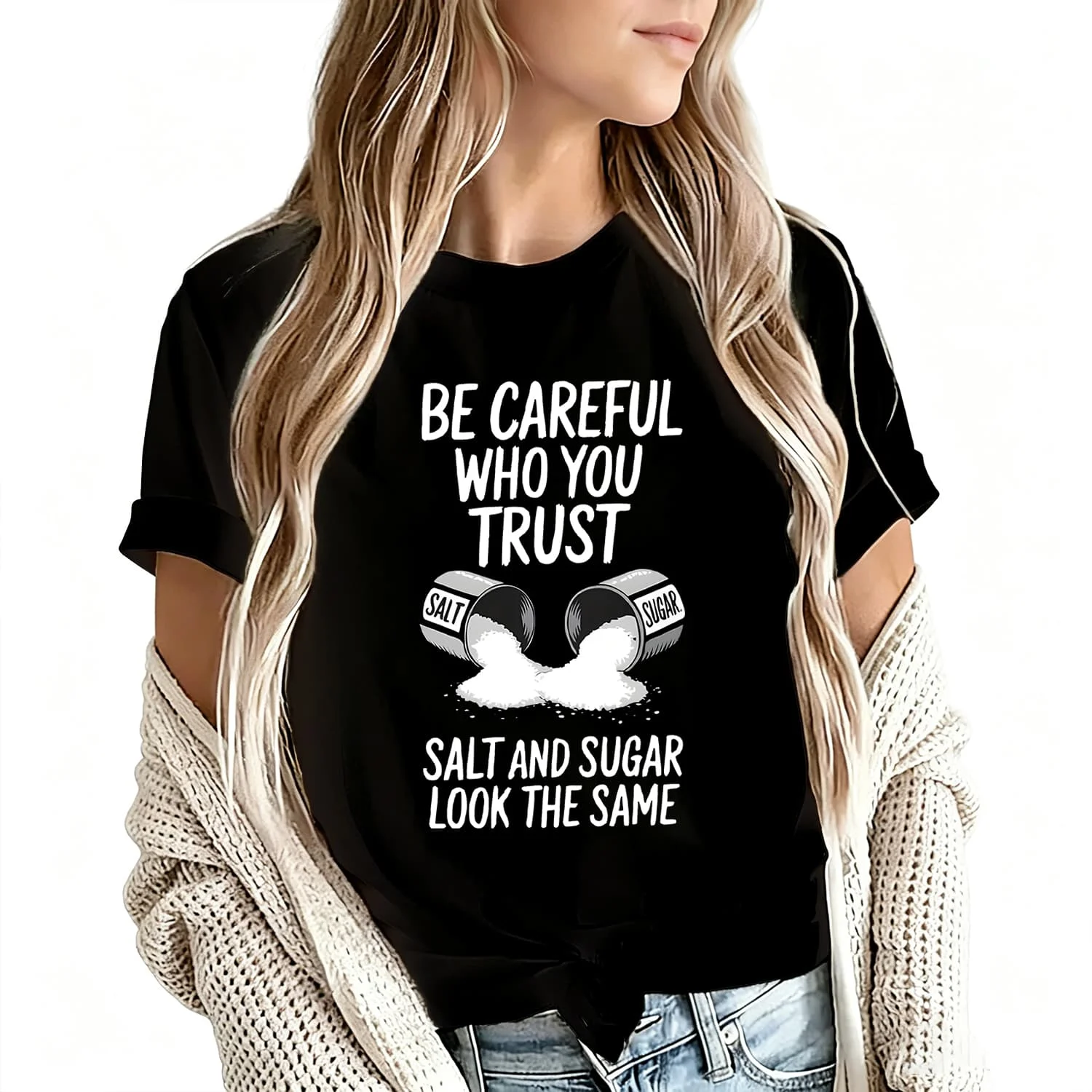 Be Careful Who You Trust Women's T-Shirt 100% Cotton Funny Graphic Short Sleeve Tee Novelty Shirt Casual Crew Neck Top S-5Xl