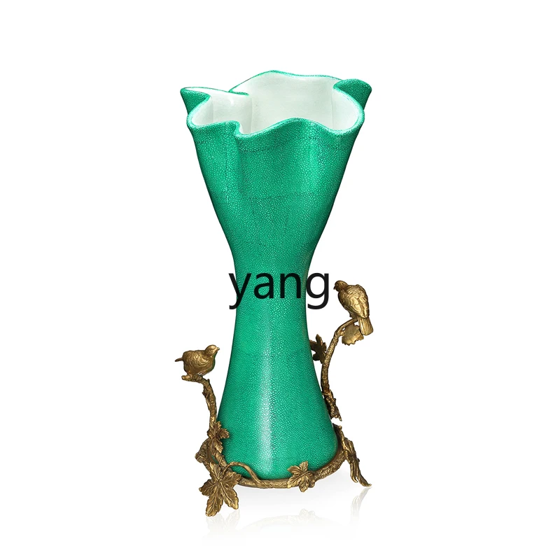 

Yjq Vintage Luxury Ceramic Inlaid Copper Vase Creative Decoration