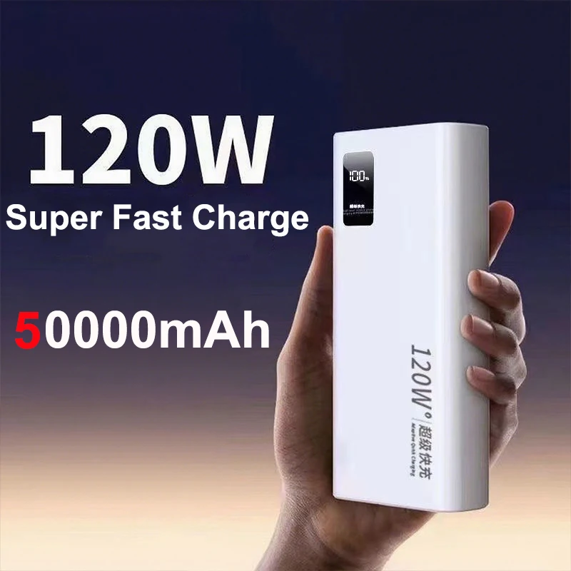 

50000mAh Power Bank 120W Super Fast Charging Digital Display Powerbank Portable Battery Charger For iPhone Samsung Huawei Xiaomi