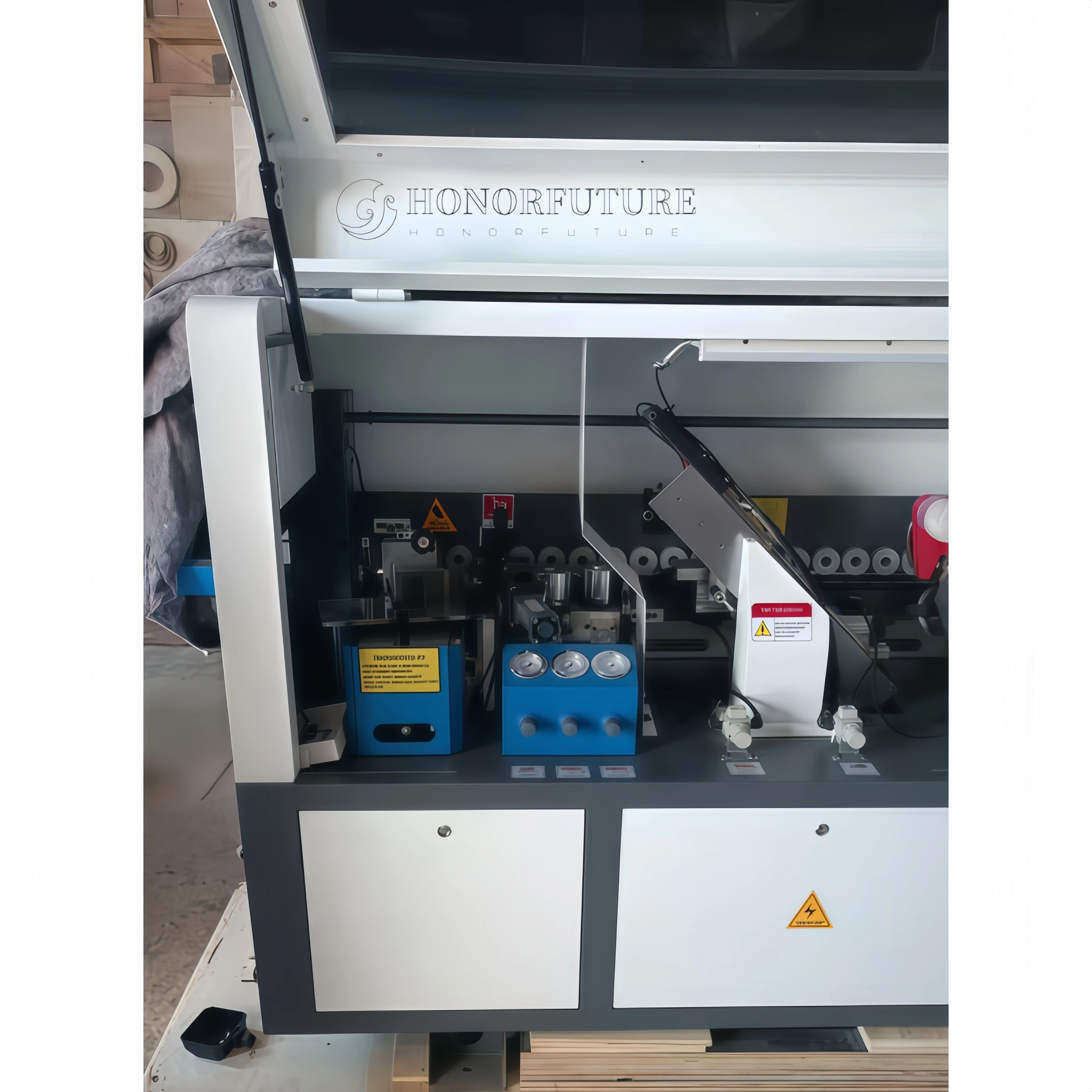 

Edge Banding Machine Auto Bevel Curve Sealing Gluing Bonding High Stability for Sale Wood Tools Quality Full Automatic PVC MDF