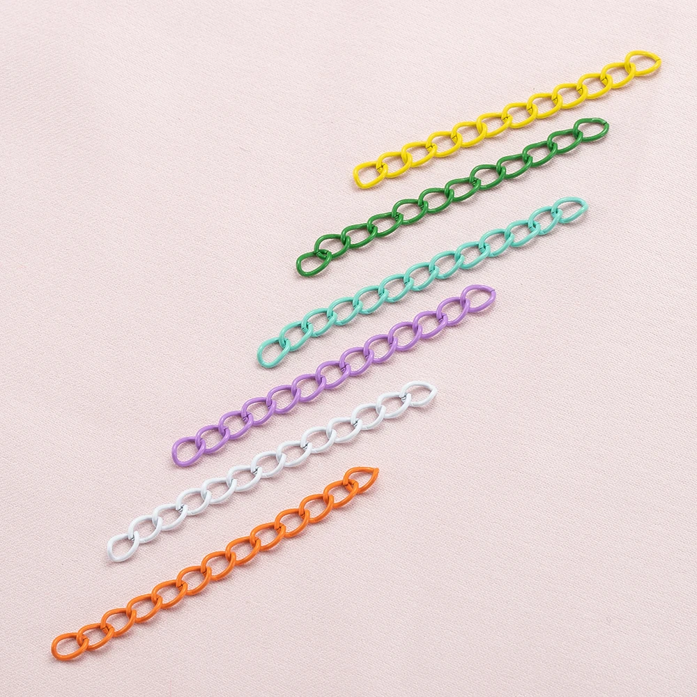 30pcs/lot Colourful Necklace 5.1cm Extension Chain Bulk Bracelet Extended Chain Tail Extender For DIY Jewelry Making Supplie