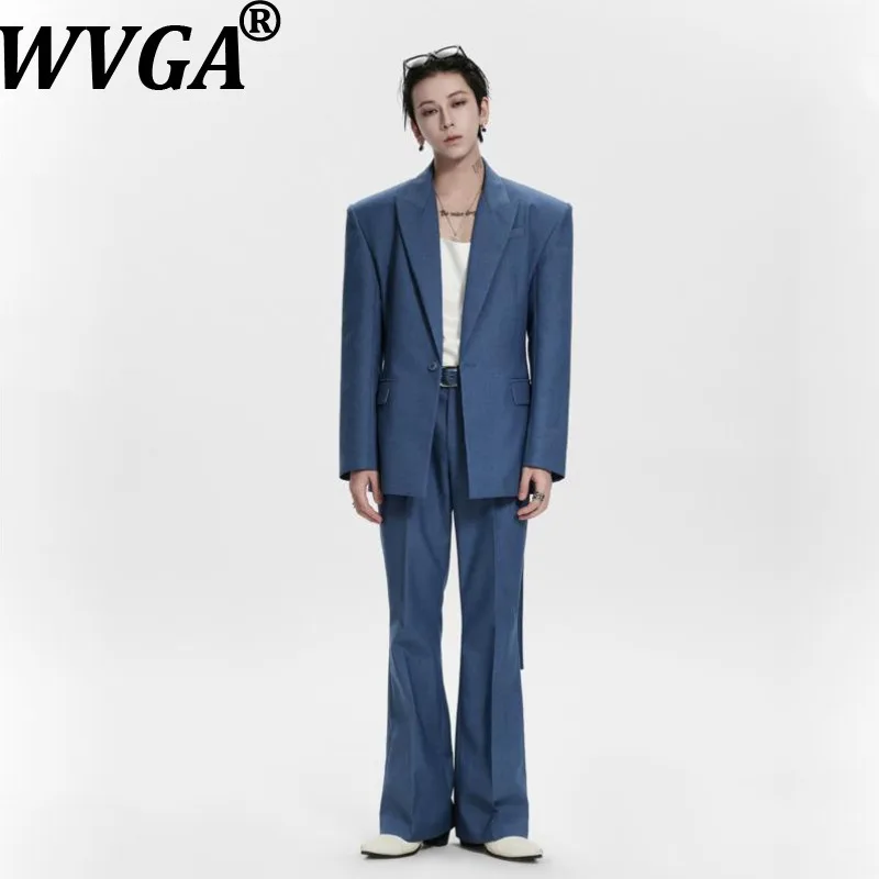 WVGA Autumn Winter New Men's Dyed Trendy Turn-Down Collar Loose-fit Padded Shoulder Blazer Niche Chic Casual Suit Set Ins W28440