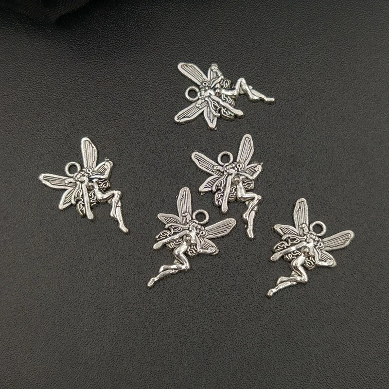 20pcs 15*21mm Charms Butterfly Fairy Angel Handmade Craft Pendant Making DIY Making Findings Handmade Tibetan Jewelry