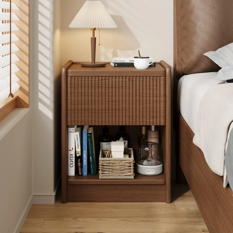 Solid wood with lock hidden compartment bedside table household bedroom bedside cabinet safe simple modern hidden storage locker
