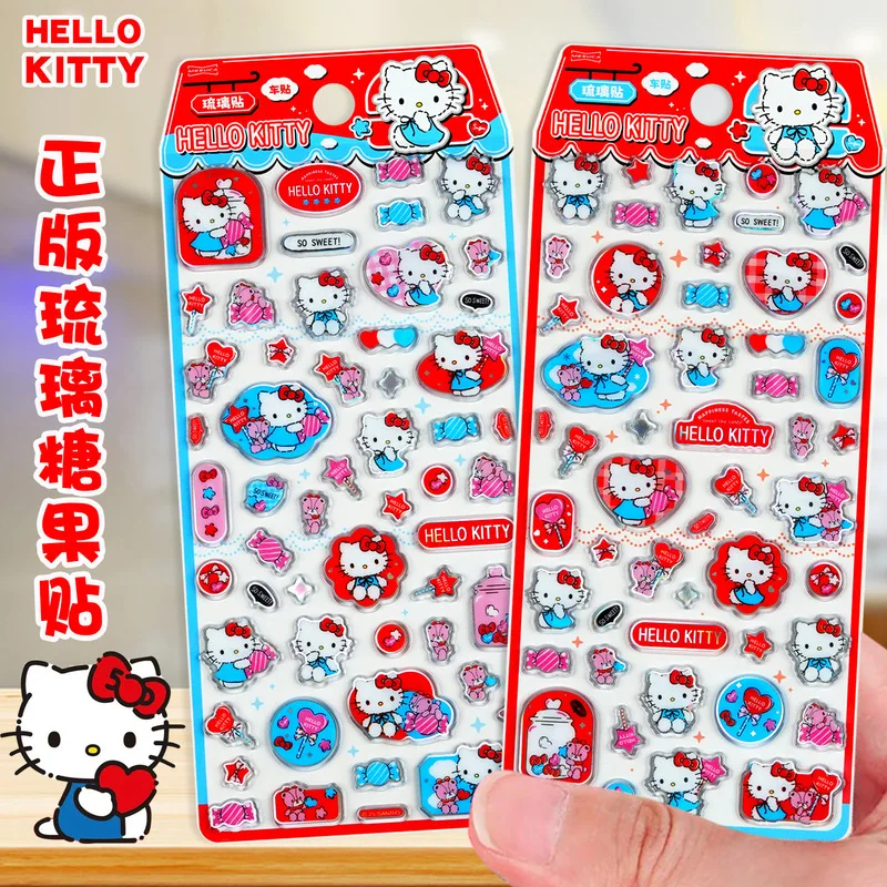 

Kawaii 2pcs kitty Crystal Glass Candy Stickers Cute 3d Diy Phone Case Waterproof Stickers Student Stationery Stickers Gifts