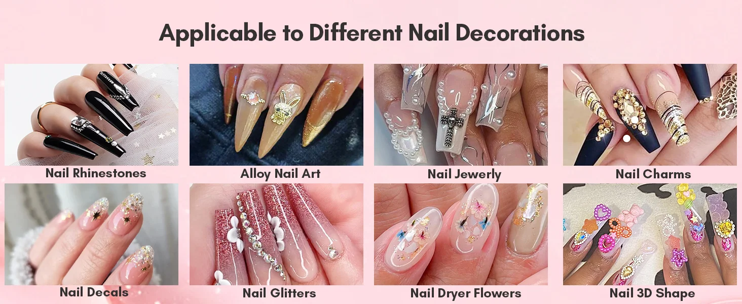 2PCS Nail Rhinestone Glue for Nails ,Makartt Super Strong Gel Glue for Rhinestones,3D Art Charm Decorations Bling Gem Bow Jewels