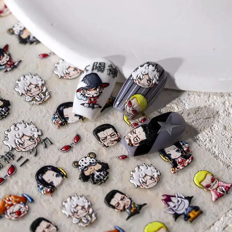 One Piece Nami Luffy Cartoon Niedliche Geprägte Nagelaufkleber Kawaii DIY Dekoration Nagelkunst Aufkleber Anime Zubehör Großhandel – Detail 3